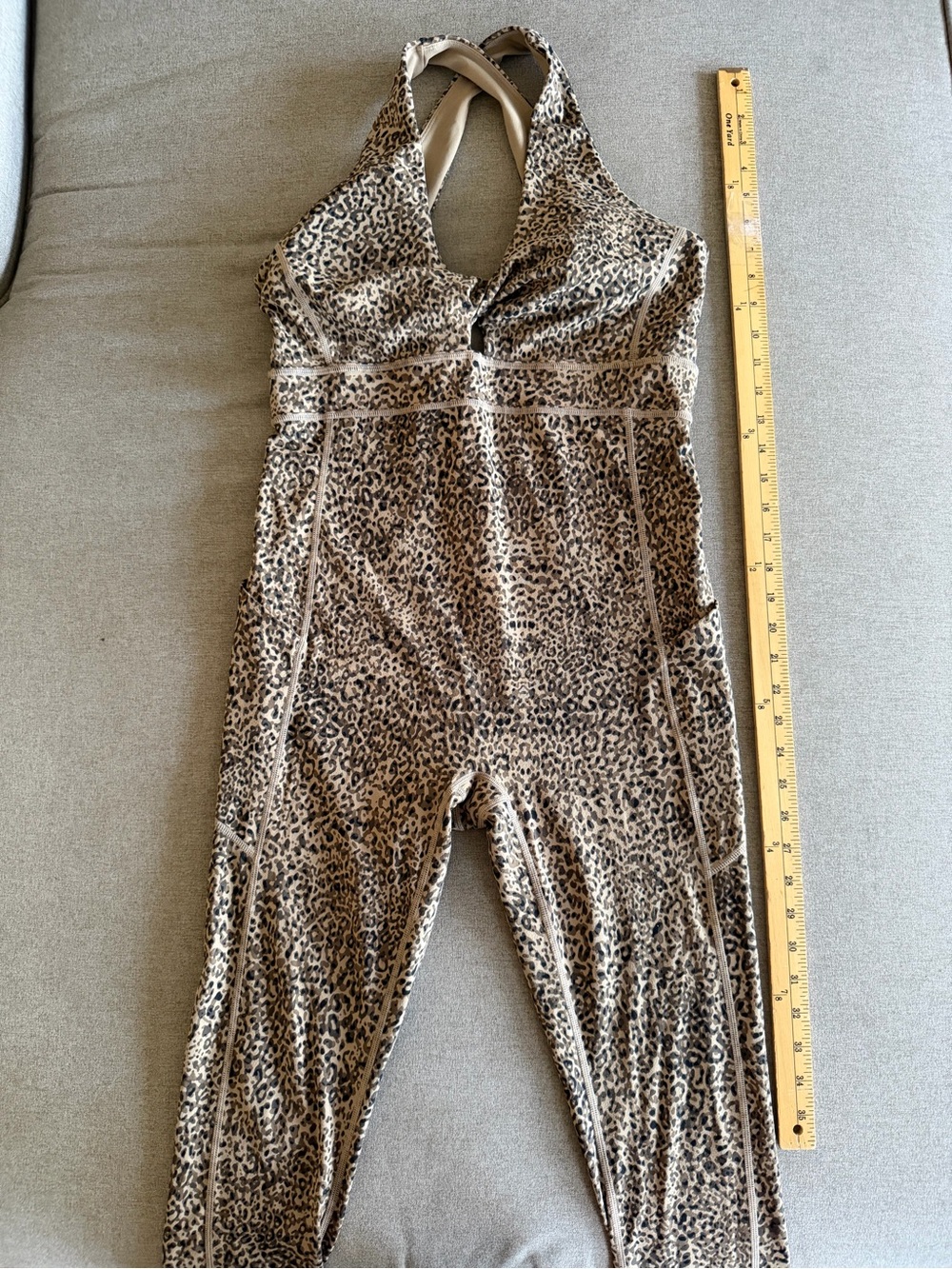 Fabletics Pureluxe Leopard Print Keyhole Jumpsuit Unitard Workout Outfit